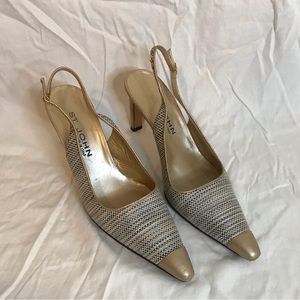 Vintage St John Womens Gold Heels Multicolored Slingbacks SZ US 9 1/2 39 1/2